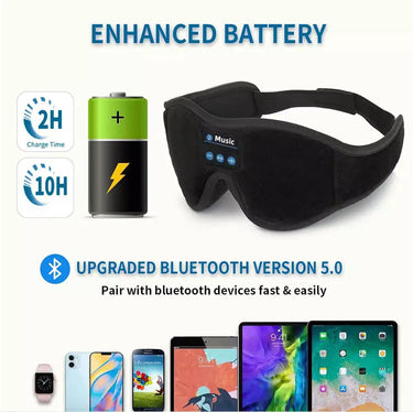 3D Bluetooth Sleep Eye Mask – Wireless Music Headband for Travel & Sleep